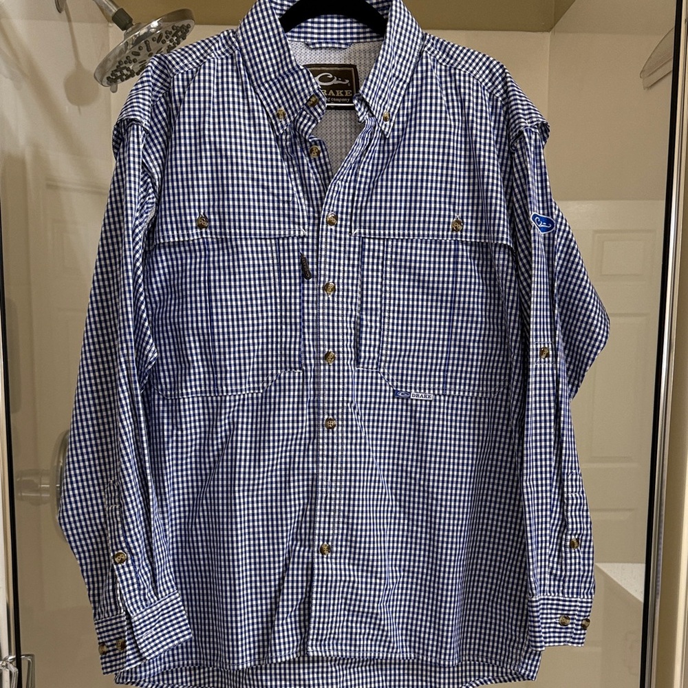 Drake Navy Checkered Button-Up Shirt